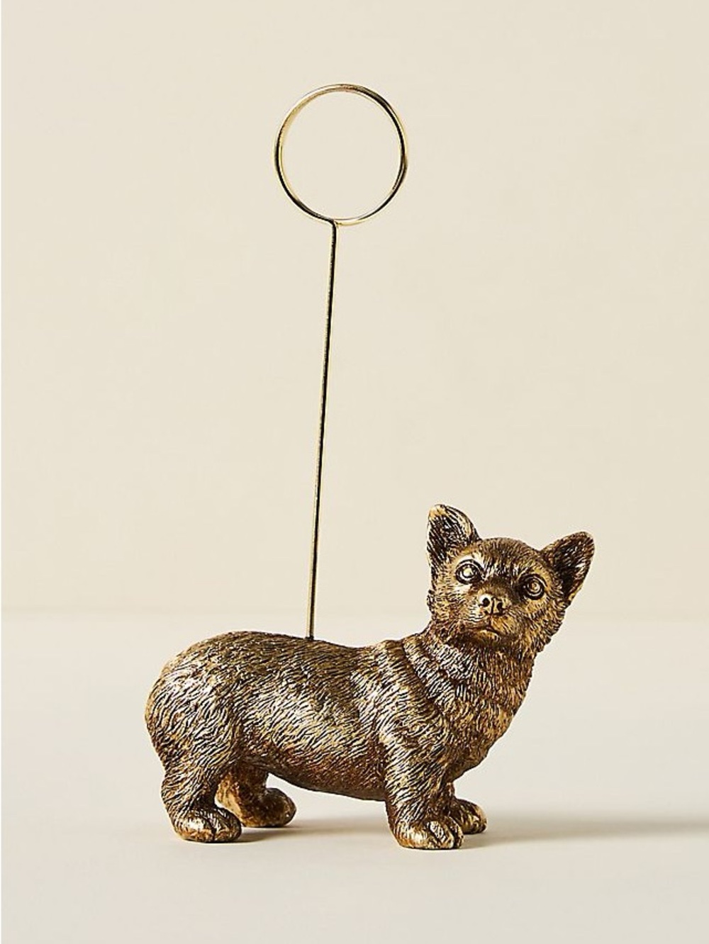 Anthropologie Bronze Corgi Clip Photo Holder
